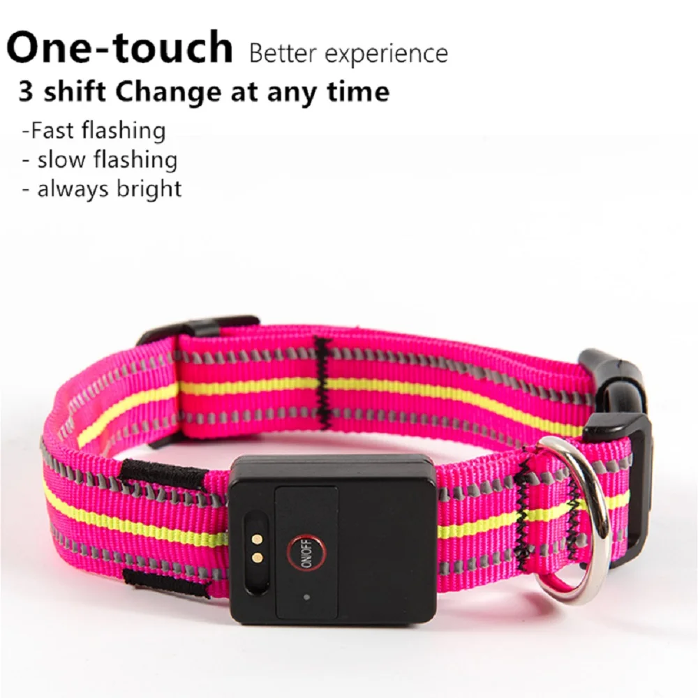 

lighted dog collar LED Pet dog Cat USB Magnetic charging waterproof flashing harness rechargeable adjustable S M L Night Belt