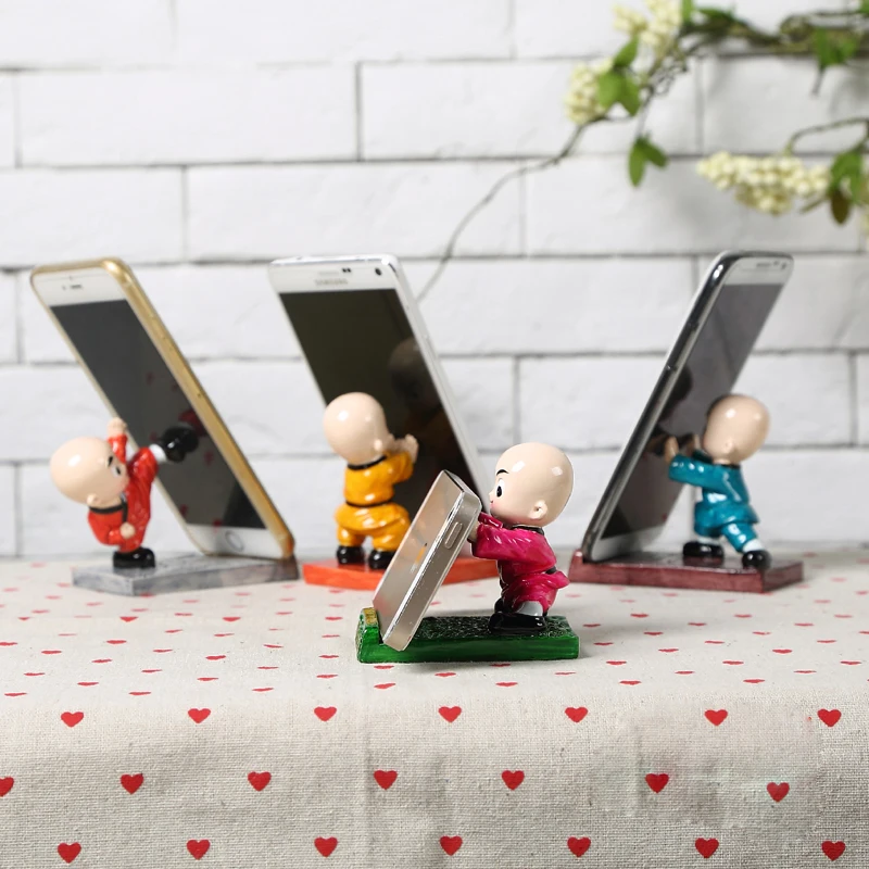  Resin Moblie Phone Holder Universal 3D Desktop Stand Bracket Kung Fu Monk For iPhone 8 Xs 11 Pro Sa