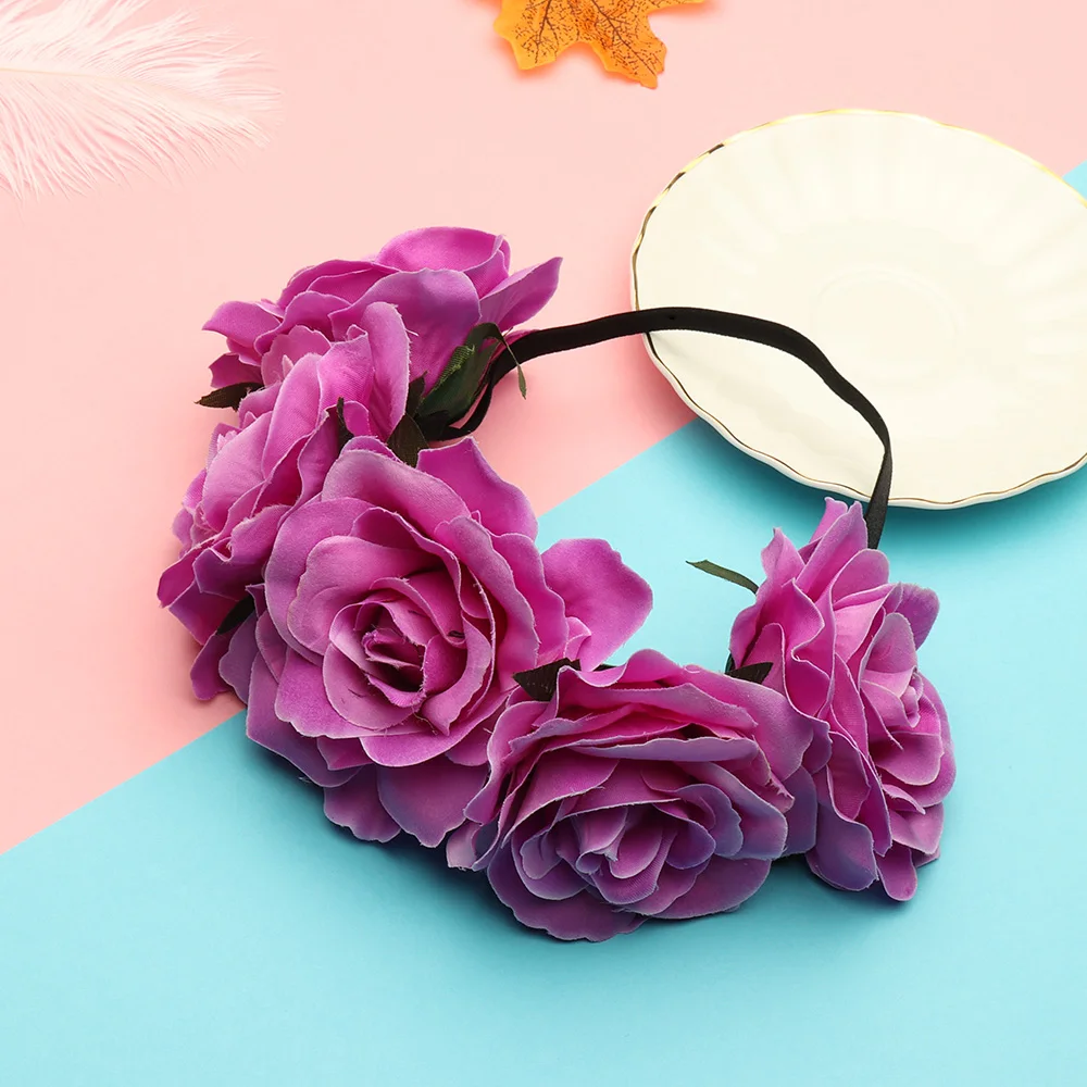 New Wedding Flower Crown Head Band Women Wedding Floral Head Wreath Bridesmaid Bridal Headpiece Female Flower Headband Dropship vintage hair clips