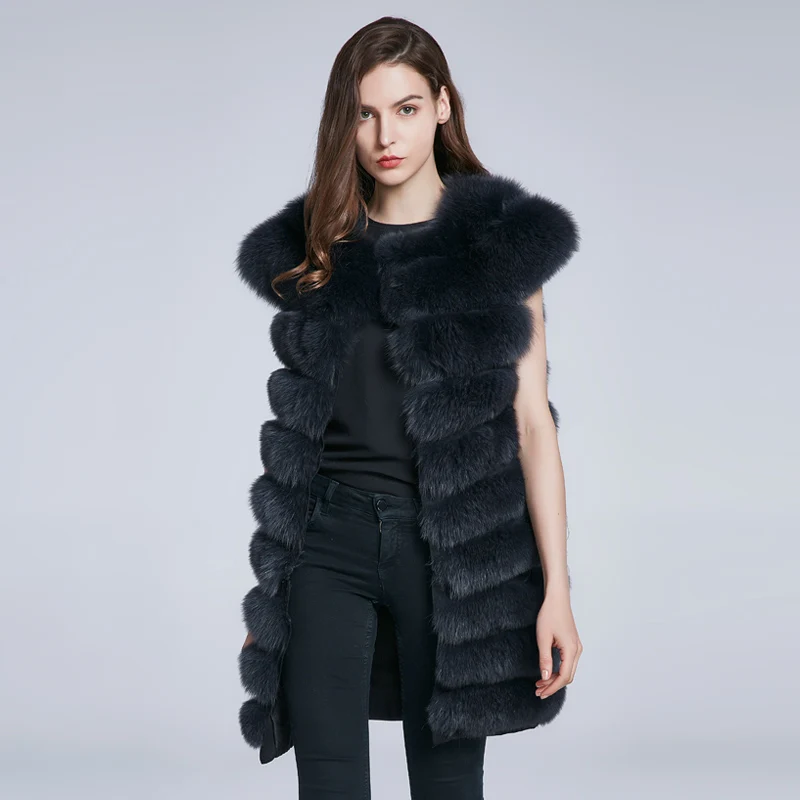JKP new Real Fox Fur Vest Coat Fox Vest Natural Fox Fur Jacket Fur Jacket, Women's Winter Warm Coat Jacket HWB-85C