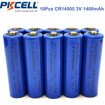 

10Pcs PKCELL CR14505 AA 14505 3V 1400mAh Cylindrical Li MonO2 Battery Single Use Battery
