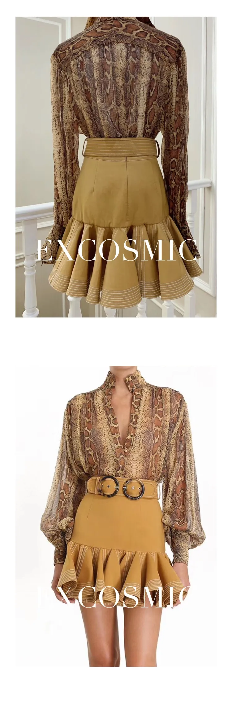 EXCOSMIC Мода Высокое качество Дизайнерские летние мини Embroidey шары бутик high Street мини элегантная юбка 2019SS