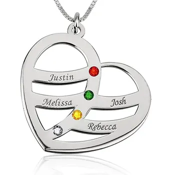 

2018 Heart Birthstone Necklace Hot Selling Crystal Birthday Gift Long Collares Jewelry for You Can Custom Made Any Name YP2975