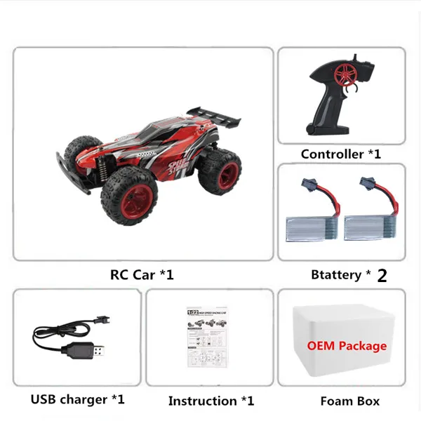Радиоуправляемый автомобиль 2WD 2,4 GHz альпинистский автомобиль с дистанционным управлением модель автомобиля внедорожный радиоуправляемый светодиодный автомобиль радиоуправляемые игрушки - Цвет: Red 2B Foam Box