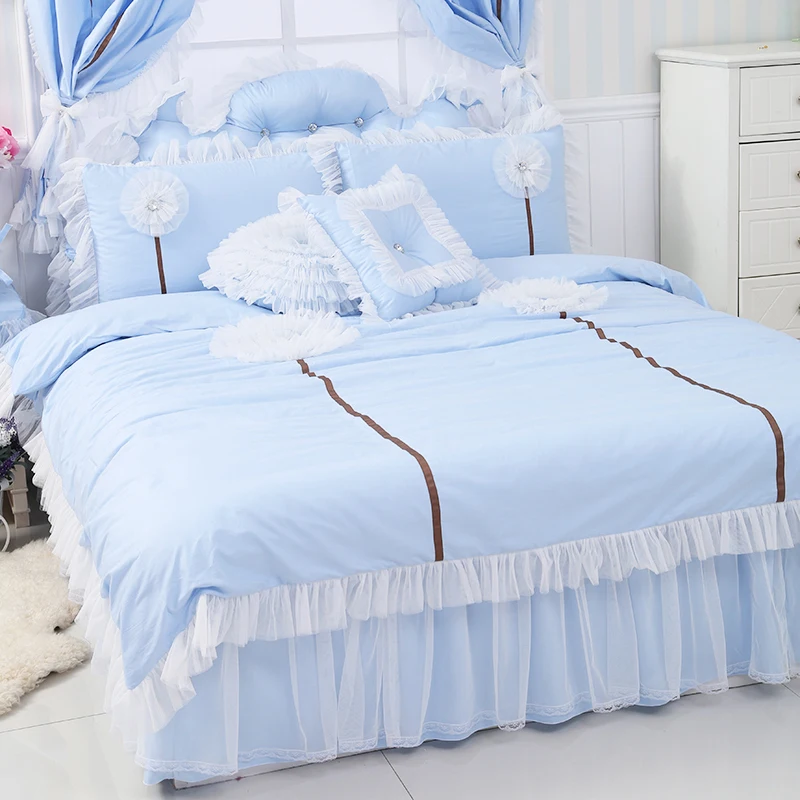 S&V Mordern Korean bedding sets girls bedclothes 3d flower bed linen