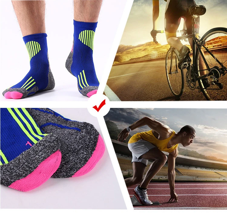 Всесезонные профессиональные мужские спортивные носки, беговые носки для велоспорта с дышащей строчкой, хлопковые носки, европейские размеры 39-43