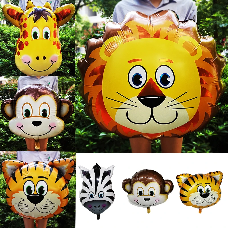 Inflatable Large Animals Lion Monkey Tiger Zebra Foil Balloon Birthday Decoration