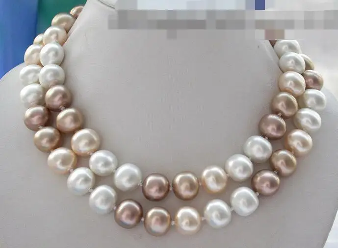 

3370 multicolor EGG SOUTH SEA SHELL PEARL NECKLACE