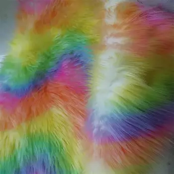 

1400g imitation fox fur rainbow multi-color plush faux fur (45-65mm pile long)