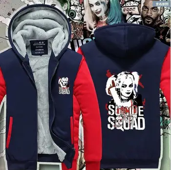 

Suicide Squad Harley Quinn Joker Cosplay hoodies men /women Coat Hoodie Winter Fleece Thicken Jacket Sweatshirts Plus Size