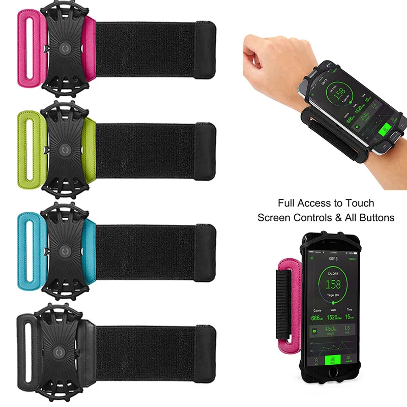 

Adjustable 4-6in Cell Phone Case Holder Running Bag Men Women Armbands Touch Screen Rotatable Running Cycling Gym Arm Band Bag