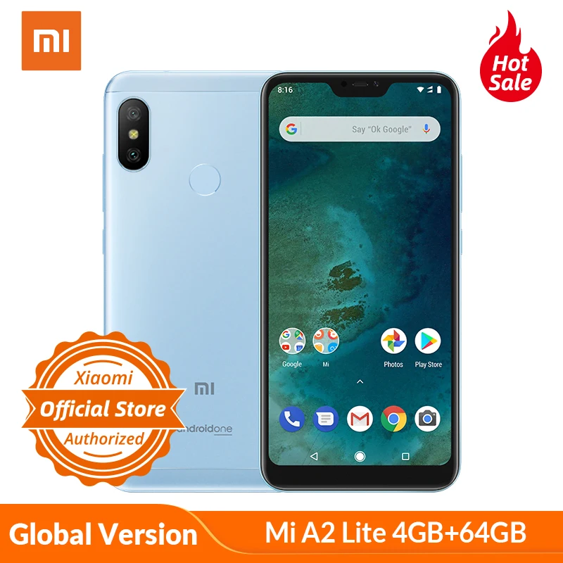Глобальная версия Xiaomi Mi A2 Lite 4 Гб 64 мобильный телефон 5 84 ''полный экран Snapdragon 625