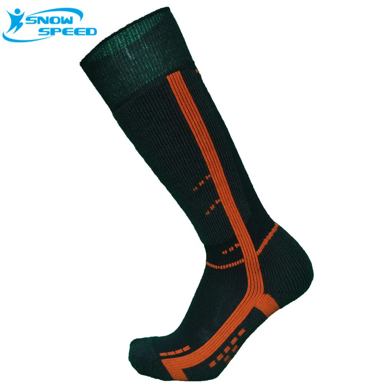 1 пара 60% мериносовой шерсти зимние теплые толстые уличные спортивные лыжные носки 3 цвета - Цвет: Оранжевый