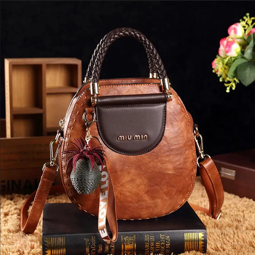 Классические роскошные дамские сумки из ПУ, модная винтажная кожаная сумка через плечо, Женская Повседневная вместительная сумка - Цвет: Brown