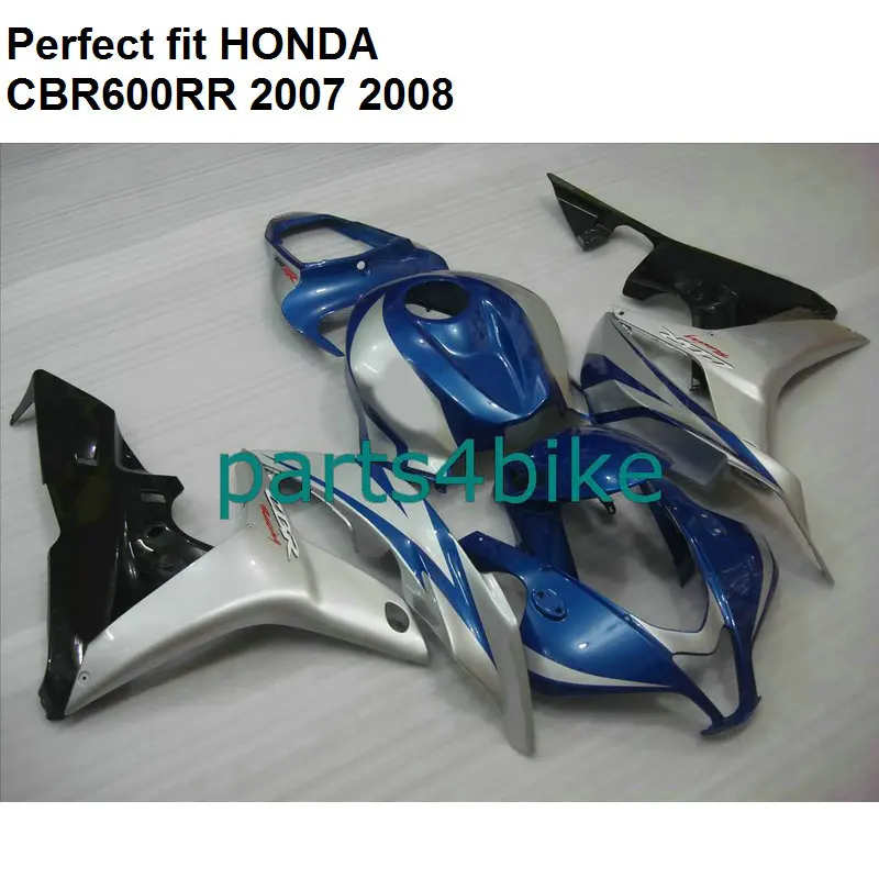 Литье под давлением Обтекатели для Honda CBR 600RR 2007 2008 Синий Серебряный комплект