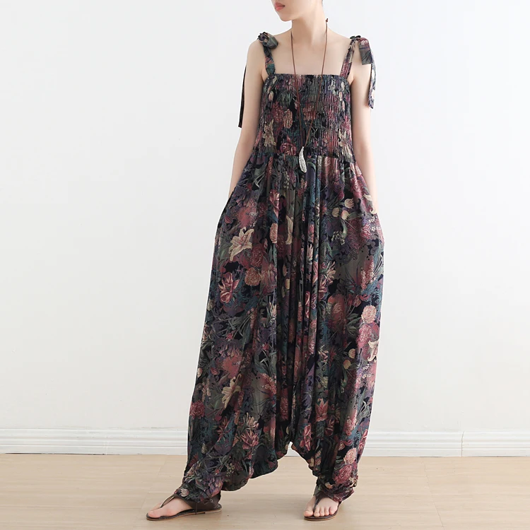 Хлопок для женщин Повседневное пляжные Летние Боди Boho без рукавов Комбинезоны для Женский Высокая Талия спинки женский комбинезон ЮБК