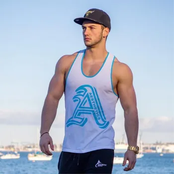 

2018 Men's Running Sports Loose Vest Letters Print Fitness Camping Jersey Shirt Quick-drying Gym Sweatshirt Training Top