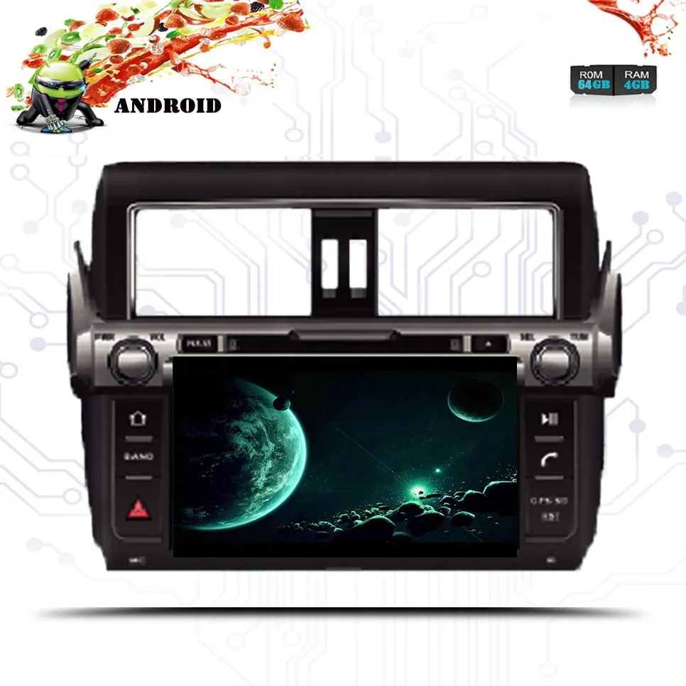 Автомобильный DVD плеер 9 дюймов Android 10.0Car GPS для Toyota Prado 150 2014 2015 2016 2017 с 4 Гб + 64 ГБ