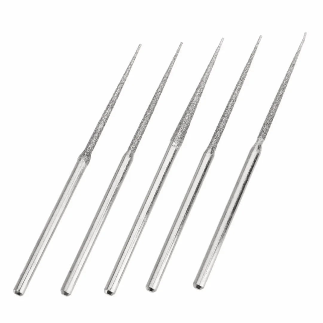 5PCS 3mm Shank Grinding Rods Mini Drill Diamond Grinding Head Bur Needle Engraving Carving Polishing Glass Jade Stone Drill Bit