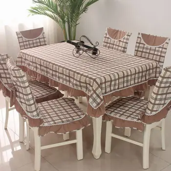 

Coffee table tablecloth, rectangular cotton and linen fresh plaid table cloth, chair cushion dining chair cover chair cover