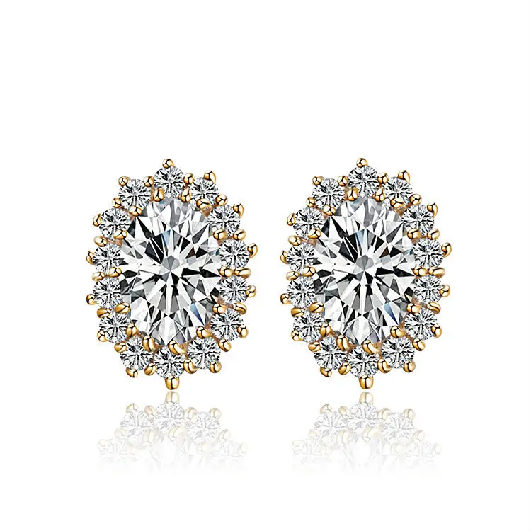 

Luxury Big Crystal Zircons Stud Earrings For Women Bijoux Gold Color Earring Piercing Ear Cuff Indian Jewelry 2015 30E1719