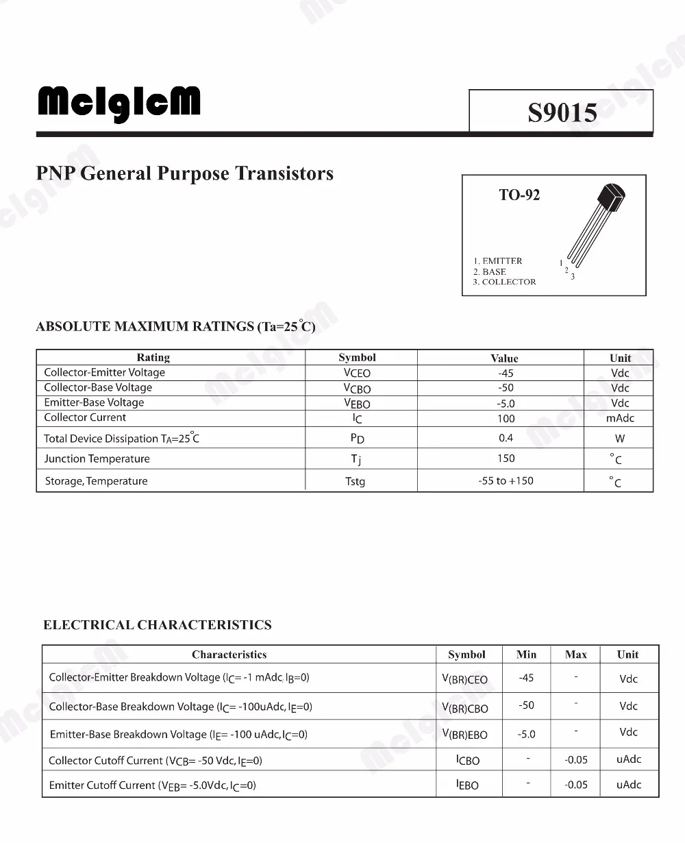 MCIGICM 5000 шт. S9015 в он-лайн Триод Транзистор-92 0.15A 50 В PNP