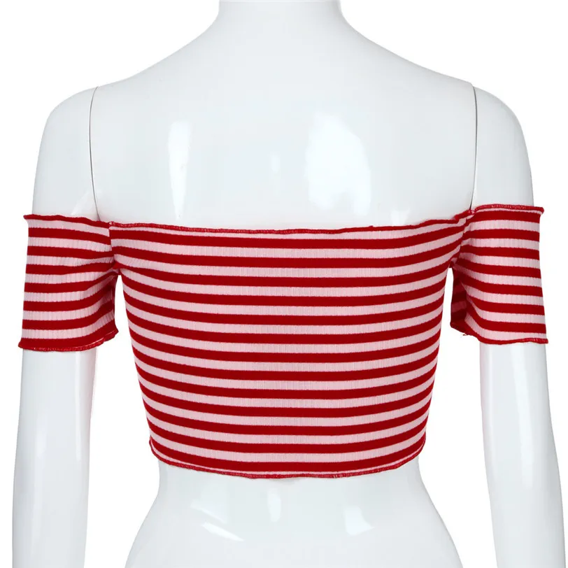 Off Shoulder Crop Top Female Tank Stripe Vest Women's Tops Vest Base Shirt Cropped Women's Blouse Sleeveless Wholesale noJE21 (6)