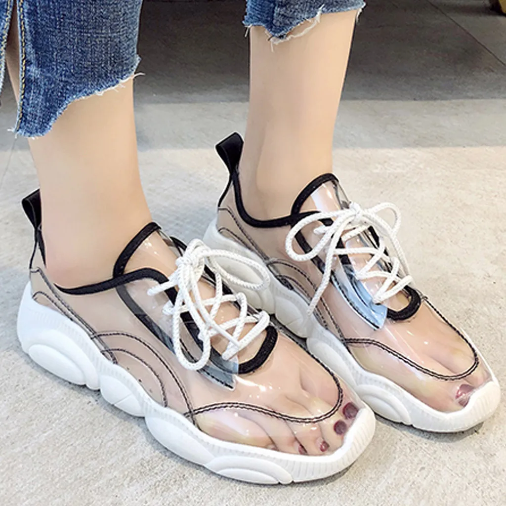 

Women Sandals 2019 Transparent Lace Up Summer Sandals Women Shoes Cross Strap Ladies Flat Sandals Sandalias Mujer