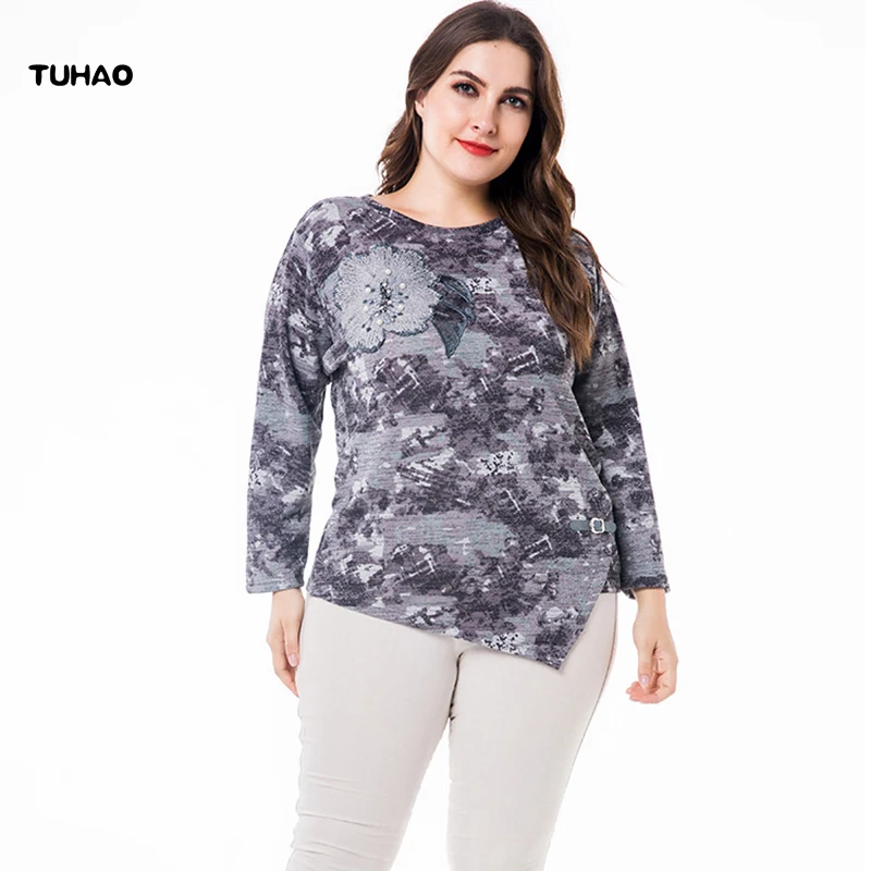 

TUHAO Autumn 2019 Spring Womens Tops and Blouses Plus Size 6XL 5XL Long Sleeve Vintage Office Lady Blouse Shirts Tops Shirt ZPZ