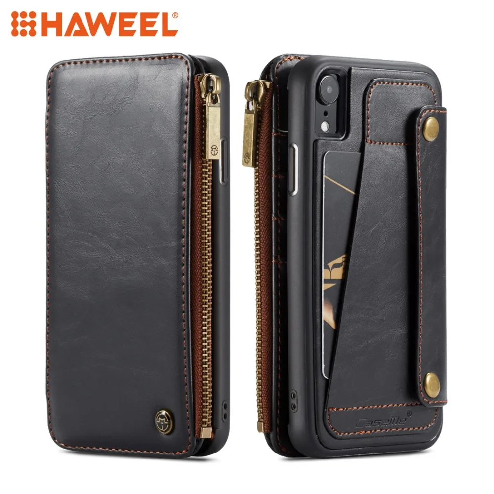 

HAWEEL Detachable Multifunctional Horizontal Flip Leather Case for iPhone XR / XS Max, with Card Slot & Holder & Zipper Wallet