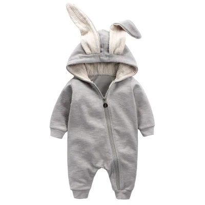 Зимний теплый комбинезон с капюшоном и объемными ушками кролика на молнии для новорожденных девочек и мальчиков, комбинезон, комплекты одежды - Цвет: Rabbit 6