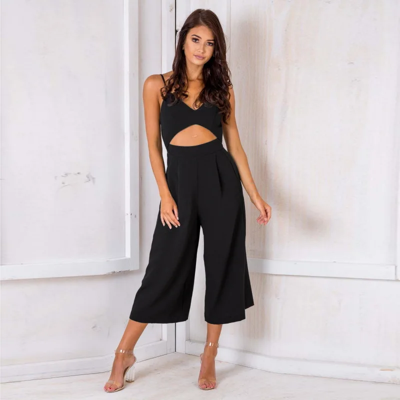 Women Strapless Jumpsuits Backless Summer Casual Spaghetti Strap Off Shoulder Solid Hole Rompers Female Straight Overalls Women Strapless Jumpsuits Backless Summer Casual Spaghetti Strap Off Shoulder Solid Hole Rompers Female Straight Overalls