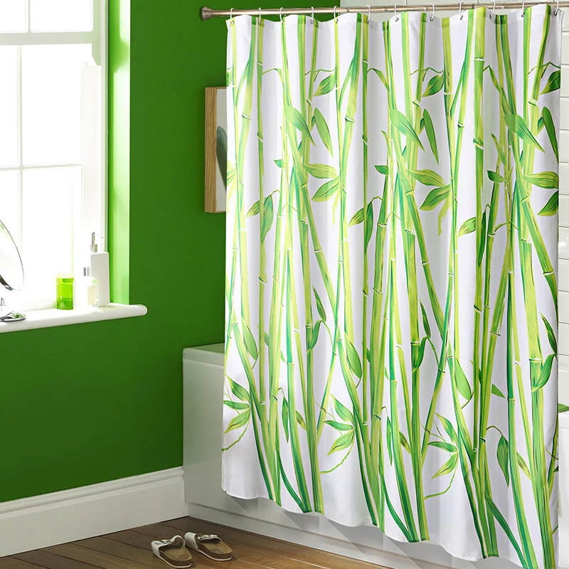 Moderne Groene Bamboe Waterdichte Stof Douchegordijnen voor Badkamer