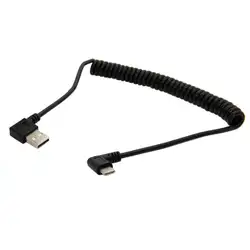 Растягивающийся USB-C 3,1 тип-c под прямым углом 90D USB 2,0 кабель для передачи данных для планшетного телефона