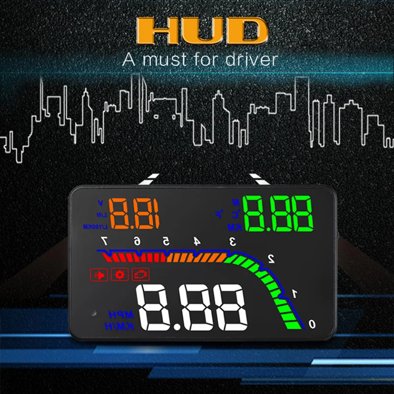 

Newest T100 HUD Head Up Display Plug and Play Connectivity Multi-Color Design Digital Car Speedometer Engine Code Fault Alarm