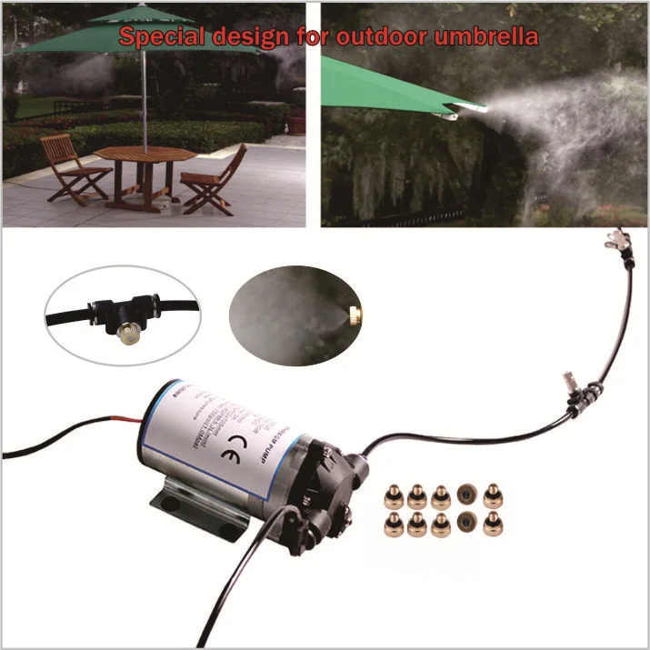 

(Design for cooling of outdoor umbrella)Silent pump 10pcs nozzle outdoor mist cooling system