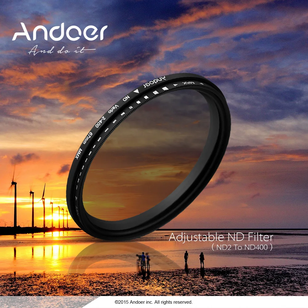 Andoer 55 мм ND Фейдер нейтральной плотности Регулируемый ND2 до ND400 переменный фильтр для Canon Nikon DSLR камеры