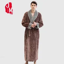New Arrival Men Coral Fleece Robe Kimono Gown Winter Thick Warm Nightgown Sleepwear Man Casual Home Wear Fur Neck Bath Robes