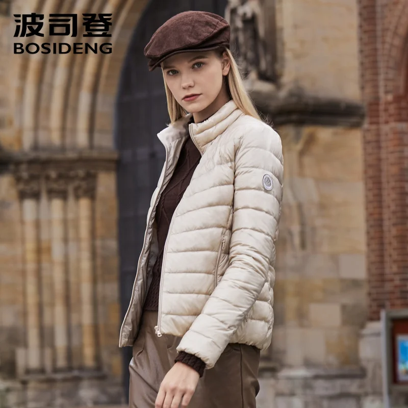 

BOSIDENG 2019 new women down jacket early winter down coat ultra light stand collar warm outwear waterproof B90131010