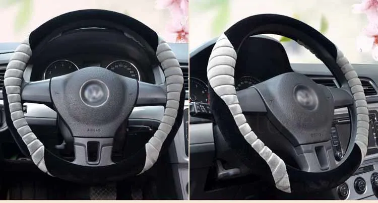 Cobertura de Volante de Pelúcia Capas de Rodas de Automóvel Transporte da Gota Inverno Cores Pele Carro Volante Case 35 - 36 37 38 39 40 cm 6 31 Capas p/ direção