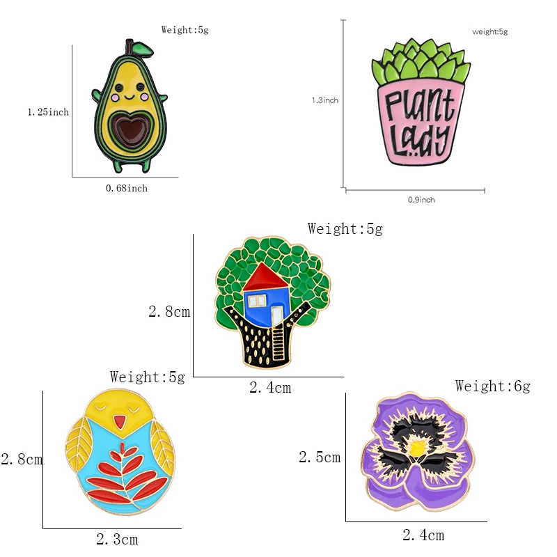Эмаль в горшке растение дерево авокадо фиолетовый цветок сова булавки мультфильм забавные броши для друзей Сумка Одежда Нагрудный значок ювелирные изделия