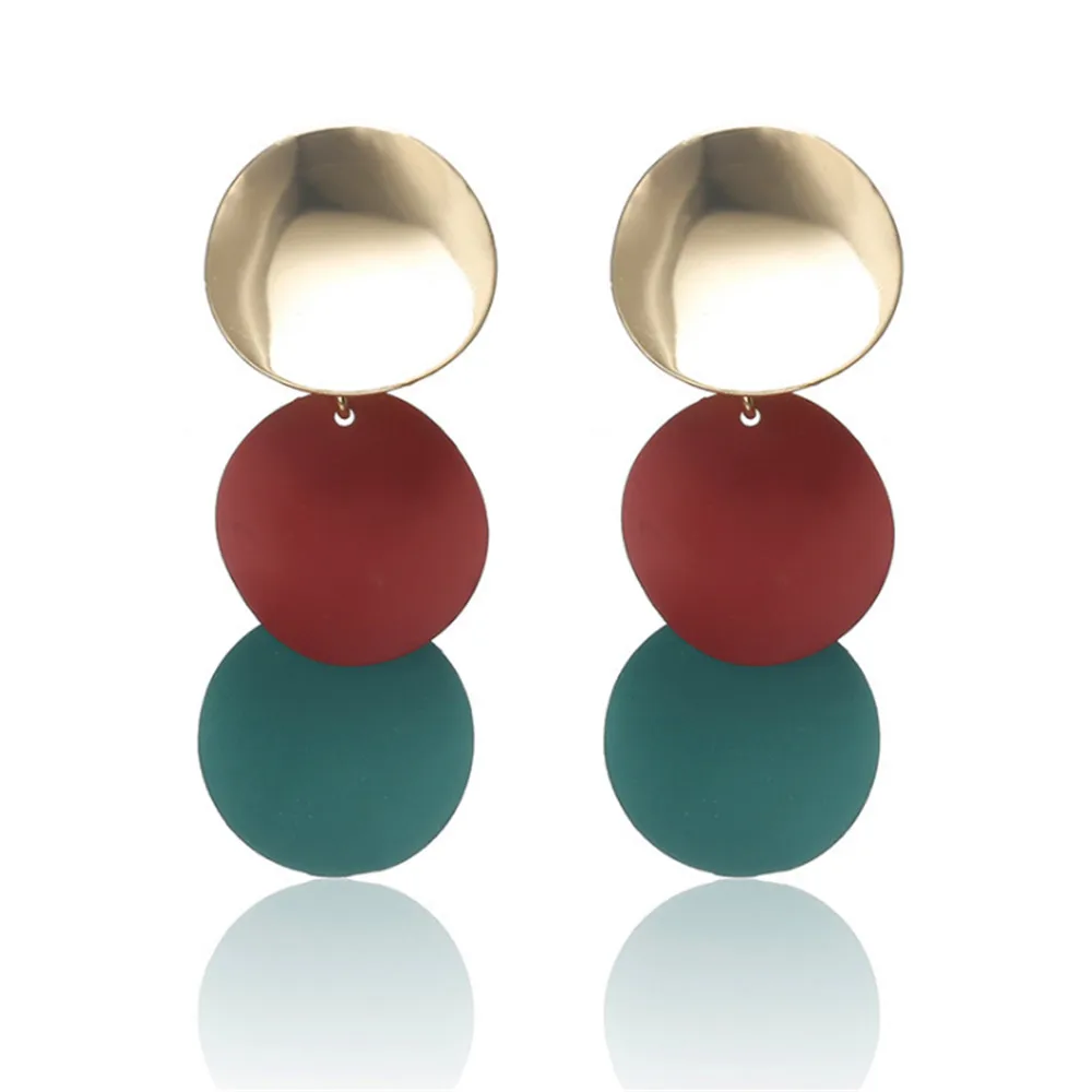 

ECODAY Fashion Round Metal Earings Geometric Statement Earrings Drop Earrings Women Brincos Oorbellen Pendientes Mujer