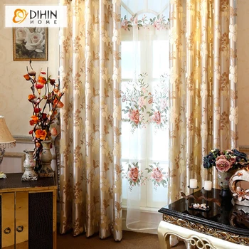 

Luxury Embroidered European Window Curtains Custom Made Blackout Curtain For Living Room 1 Panel