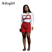 Adogirl Snake Print 2 Piece Set O-neck Long Sleeve Crop Top And Bow Tie Waist Shorts 2019 Autumn Women Outfits Plus Size XXL Adogirl Snake Print 2 Piece Set O-neck Long Sleeve Crop Top And Bow Tie Waist Shorts 2019 Autumn Women Outfits Plus Size XXL