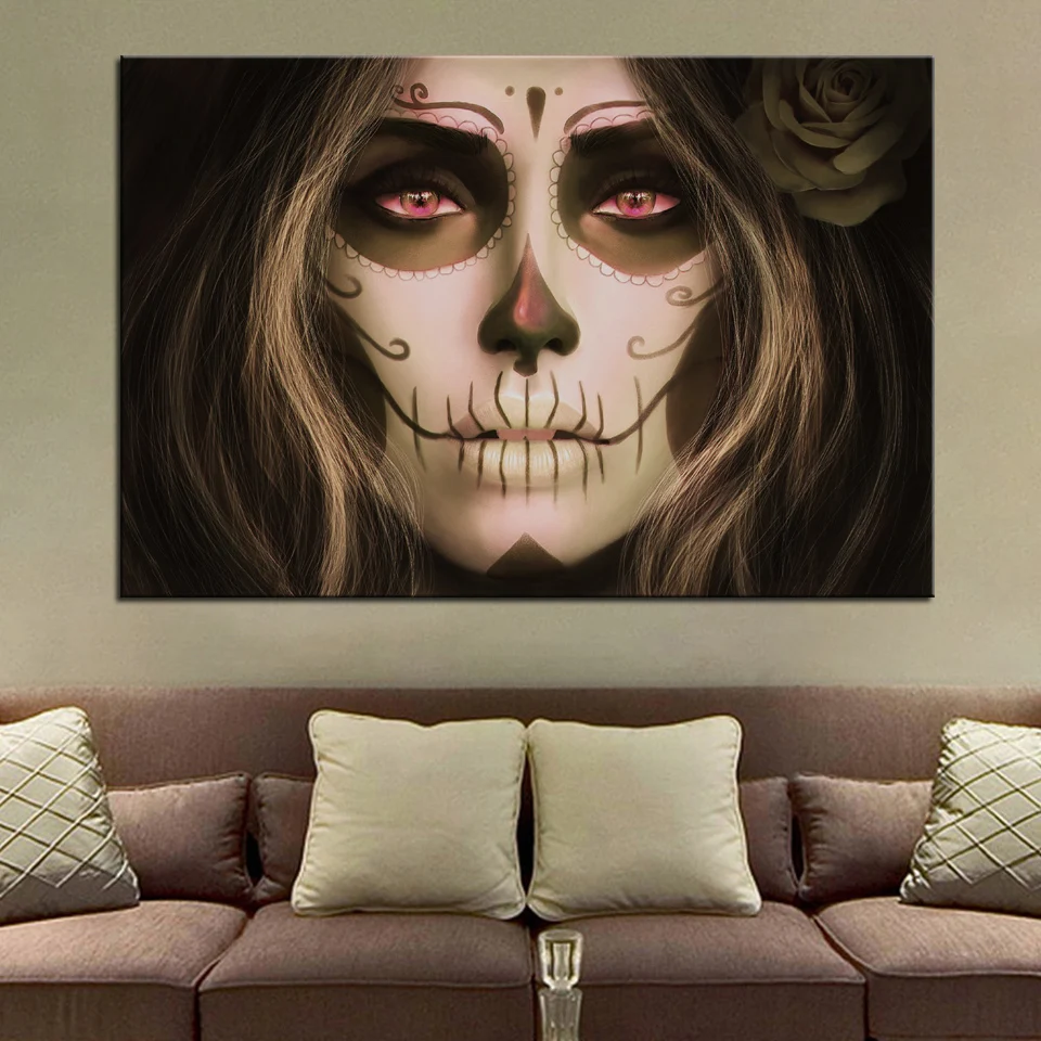 Sugar Skull Santa фильтр Muerte girl макияж fasion RW146 гостиная домашний декор для стен|frame poster|wood