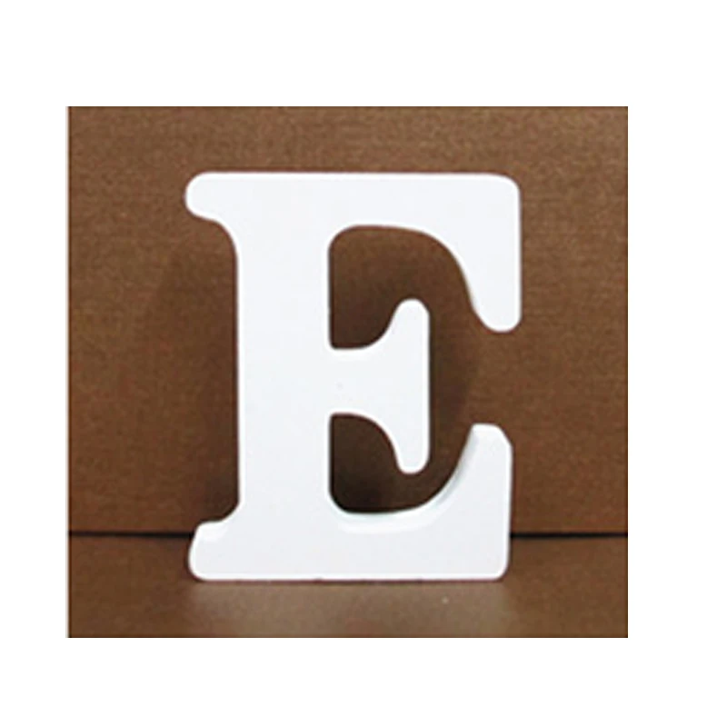 15 см белая деревянная буква Английский алфавит DIY Индивидуальное Имя Дизайн Искусство ремесло свободно стоящее сердце Свадебный домашний декор - Цвет: E