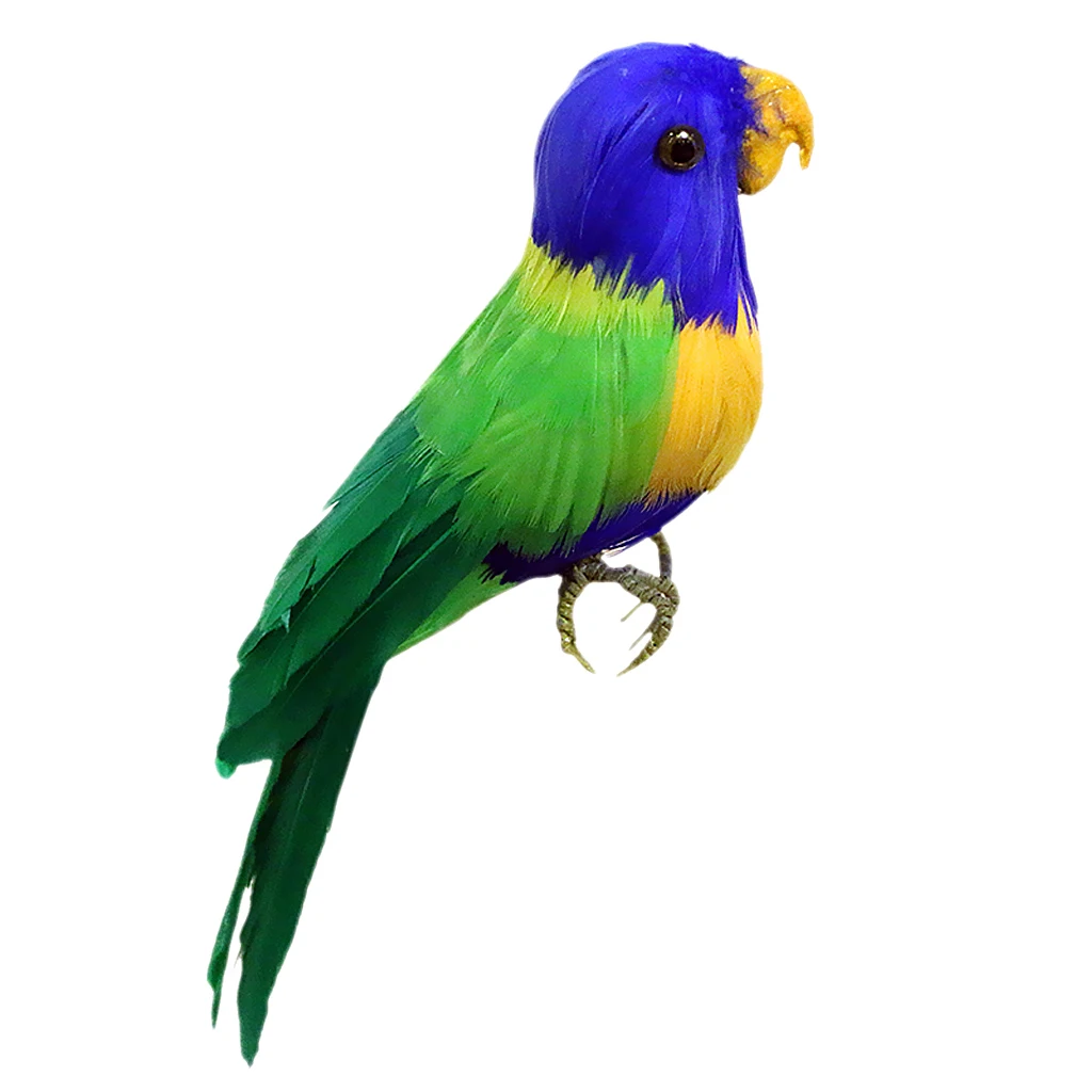 Artificial Xmas Colorful Feathered Birds Parrot, Magpie Tree Decorations Craft Ornaments PE Plastic+ Artificial Feather