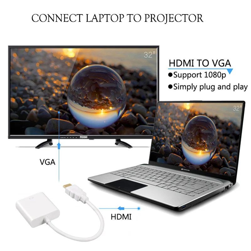 1080P HDMI к VGA адаптер конвертер Папа мама кабель Разъем для ПК ноутбука планшета ПК| |