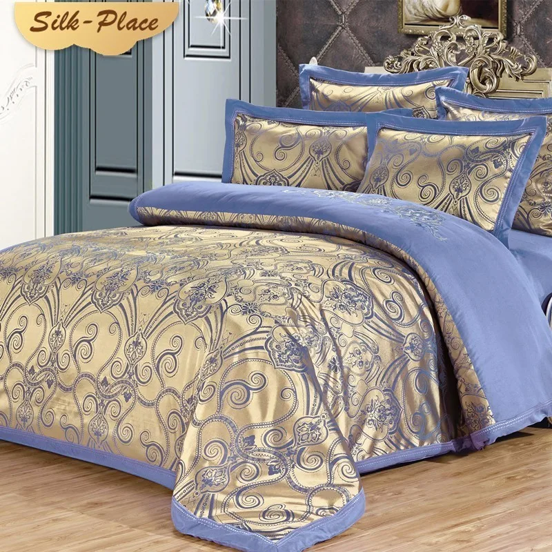  SILK PLACE Comforter Bedding Sets Satin Luxury Bed Sheet New Fashion Designer Jacquard Duvet Cover 