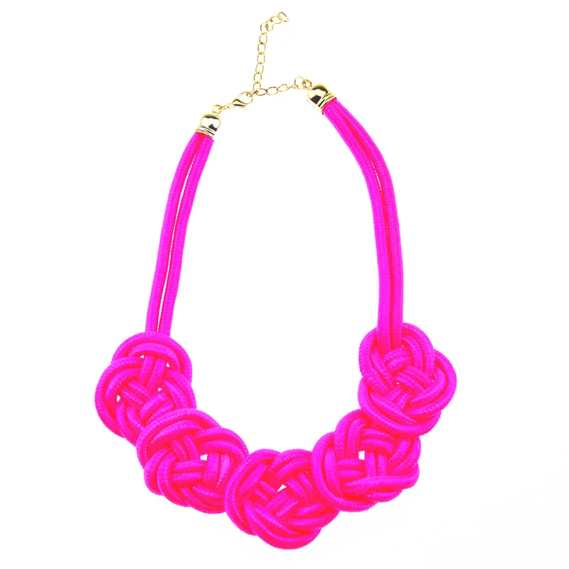 Ufavoirte, модное ожерелье с подвесками для креативных женщин, подарок, хлопок, ручная работа, розовый цвет, веревка, ювелирное изделие, Очаровательное ожерелье с узлом